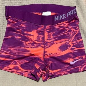 Nike Pro Purple and Orange Athletic Shorts